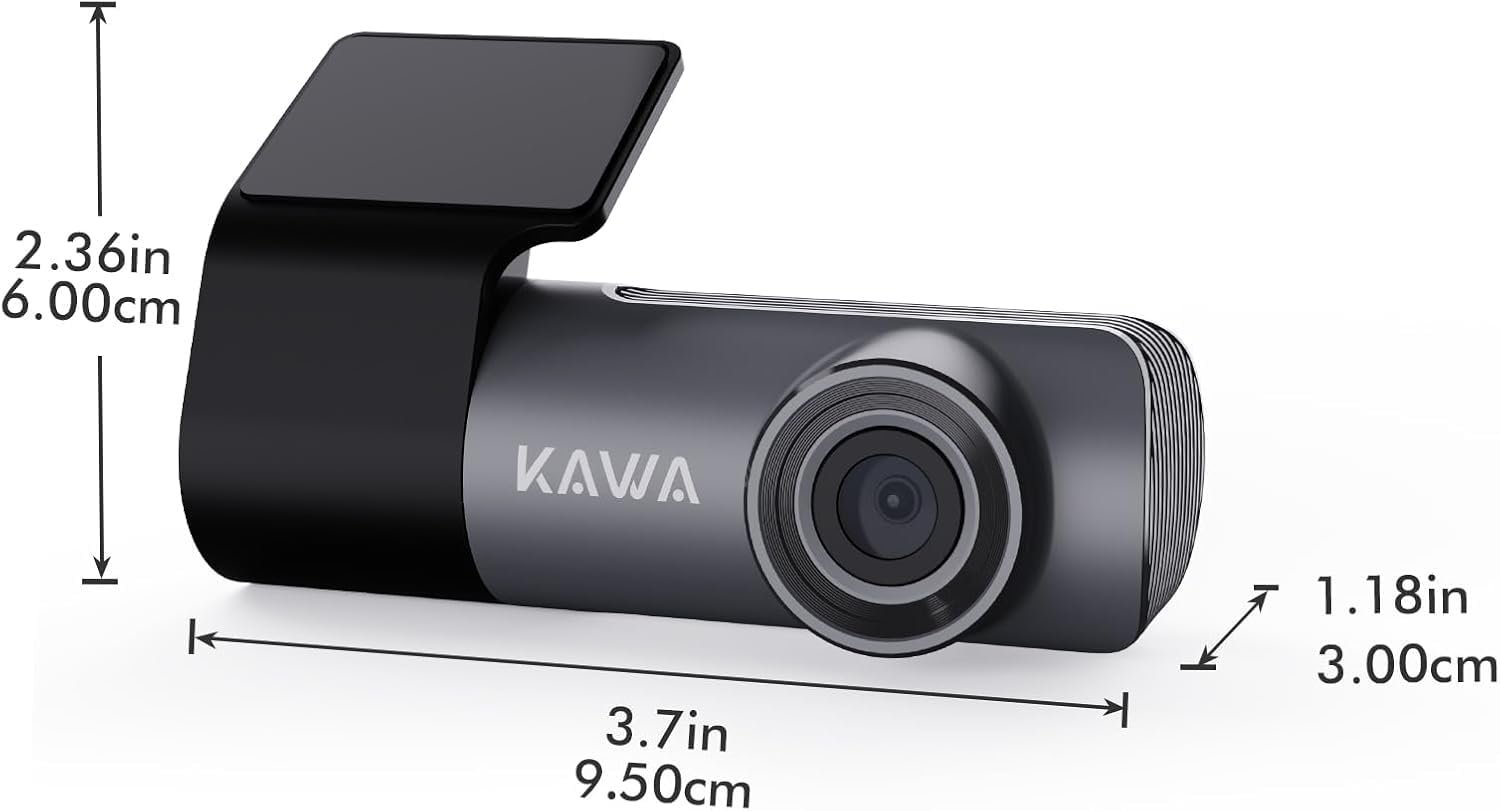 KAWA Dashcam Auto 2K 1296P z WDR & Super Nachtsicht – Superkondensator, 360° Drehbar, WiFi App Steuerung – Loop Aufnahme, G-Sensor, Verstecktes Design (für Auto, Frontkamera, Fahrsicher)