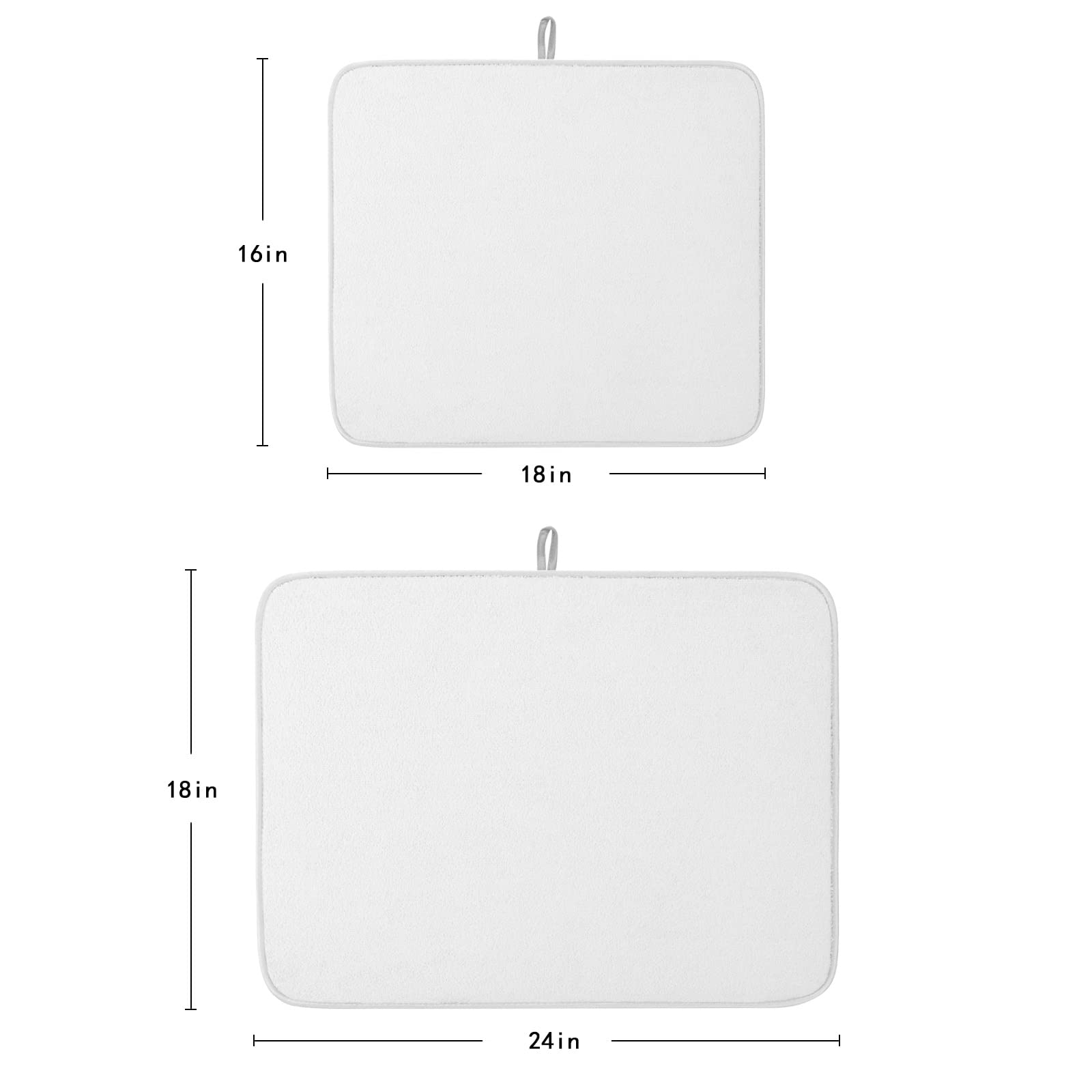 Ultra-chłonne maty do suszenia naczyń z mikrofibry zestaw 40 cm x 45 cm jednolity biały blat kuchenny stojak podkładki nowoczesny minimalistyczny design 2-pak na butelki i naczynia