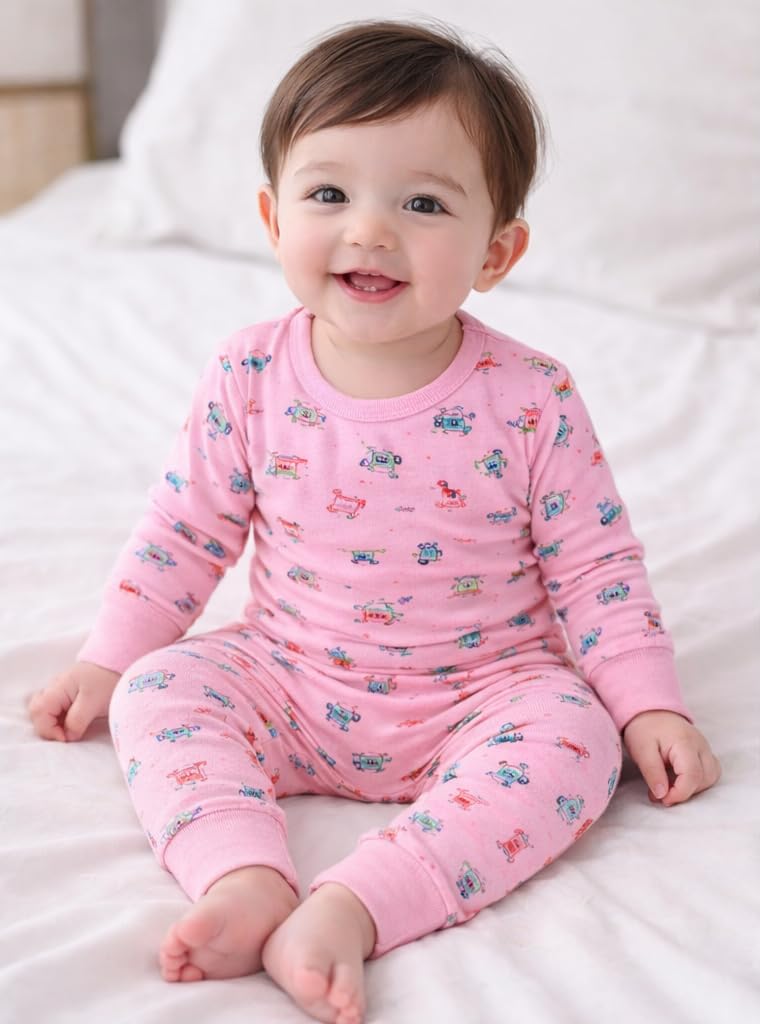 Baby Printed Soft Cotton Innerwear Full Sleeve 2 Piece Set, Multicolor, set of 3 (0-3 months) 1