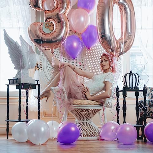 Image of 120 Pack Pearl Purple Balloons, Bright 12 inch Royal Purple Latex Party Balloons for Birthday Wedding Baby Shower Halloween.
