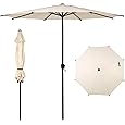 9FT Outdoor Patio Umbrella, Table Market Umbrella With Push Button Tilt and Crank, 8 Sturdy Ribs UV Protection Waterproof for Garden, Deck, Backyard, Pool (Beige)