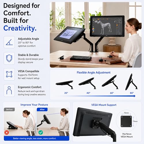 Image of HUION KAMVAS RDS 220 Pen Display Graphics Drawing Tablet with Full- Laminated QHD 2.5K / Quantum Display 145% s RGB /Android Support /Battery Free Stylus / 8192 Pen Pressure /Tilt 60* / 21.5 Inch Screen