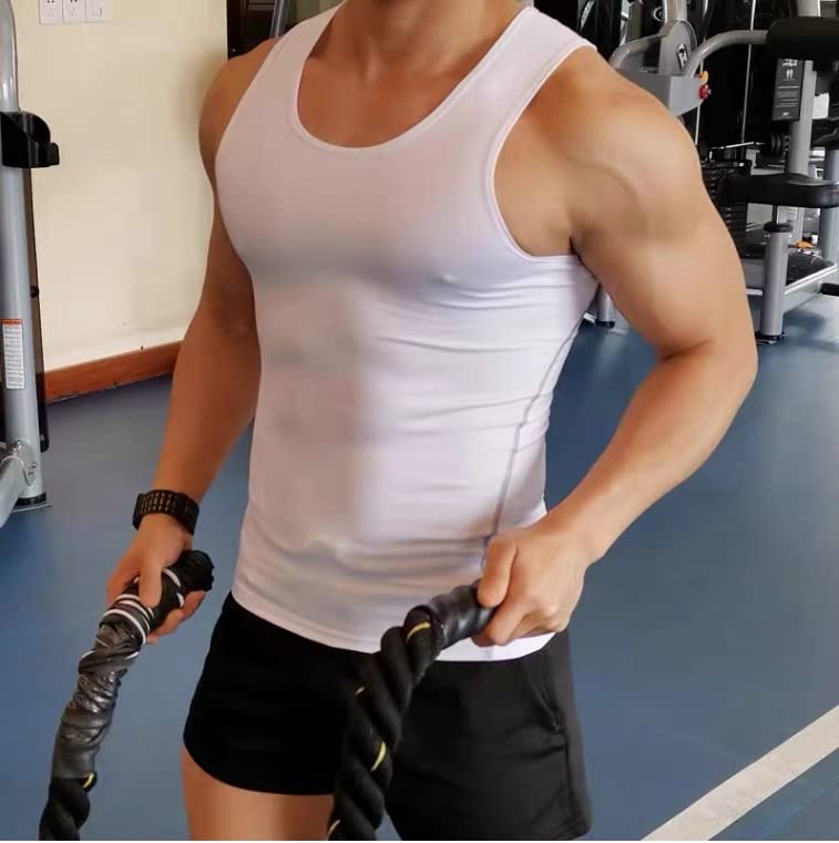 Men's Tank Top Cotton Undershirts Sleeveless T-Shirts Basic Solid Sweat Vest Multipack White Black Pack of 54