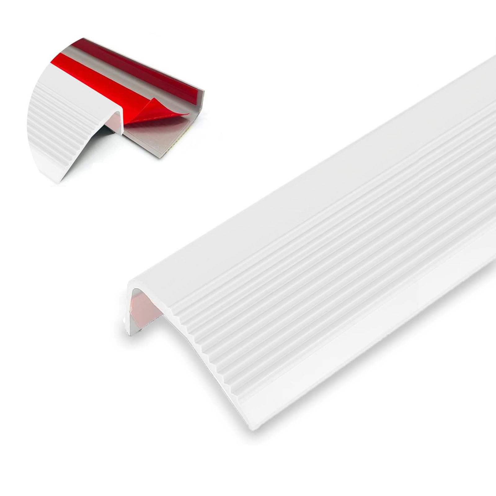 FOELANNE Self Adhesive Rubber Angle Edging, PVC Rubber Stair Nose Trim Multicolor 1-20M(White,1M)