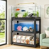 SLHZENJY 30-40 Gallon Fish Tank Stand with Garage Storage Shelving, 47.2' W x 18' D x 39' H Heavy Duty Metal Aquarium Stand, Adjustable...