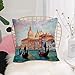 Taie d'oreiller ，Motifs imprimés Housse Coussin,Venise, peinture à l'aquarelle de Venise Cityscape Antique Gondolas ScenicTaie d'oreiller Lavable Super Doux pour Maison Salon Chambre Bureau 45x45cm