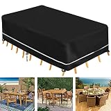 KootesDay Abdeckung für Gartenmöbel, Abdeckhaube Gartenmöbel Wasserdicht, UV-Beständiges, Staubfest, Schutzhülle Gartenmöbel Rechteckig für Gartentische Terrassenmöbel, 315x160x74cm, Schwarz