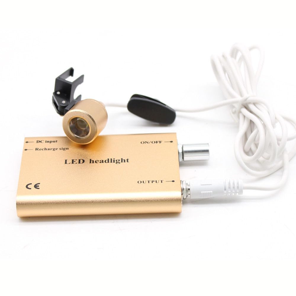 Dental Scheinwerfer, 1W Dental-Stirnlampe Tragbarer mit Filter Clip-on Scheinwerfer Gold