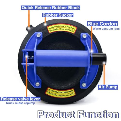 Imetrx Glass Suction Cups For Glass Vacuum 8 In Double Pad Industrial 2 Pack (110Kg/240Lbs Each) Granite Tile Floor Lifting Clamps #TOP2