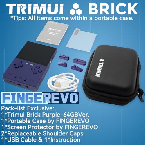 Image of Trimui Brick Handheld Game Console 3.2-inch 1024*768 IPS Screen 3000mAh Trimui-Brick Opensource System with Portable Case and Screen Protector Purple