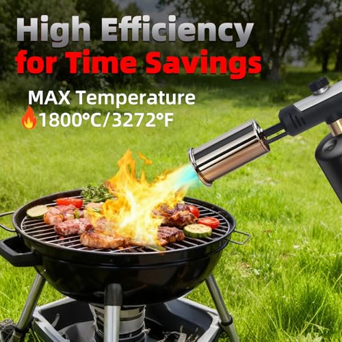 Powerful Propane Torch Gun，Flame Thrower Gun With One-Touch Max Fire, Kitchen Cooking Torch with a Safety Lock,Kitchen Torch Gun for Campfire，Grill, Sous Vide, BBQ (Tank Not Included) — view 5