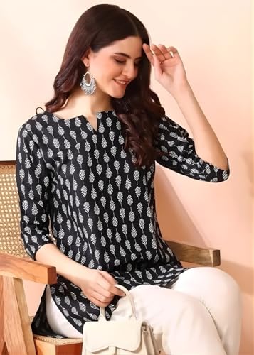 Image of Women's Short Kurti in TopsTunic Rayon Cotton Blend | Ladies Ethnic Tunic
