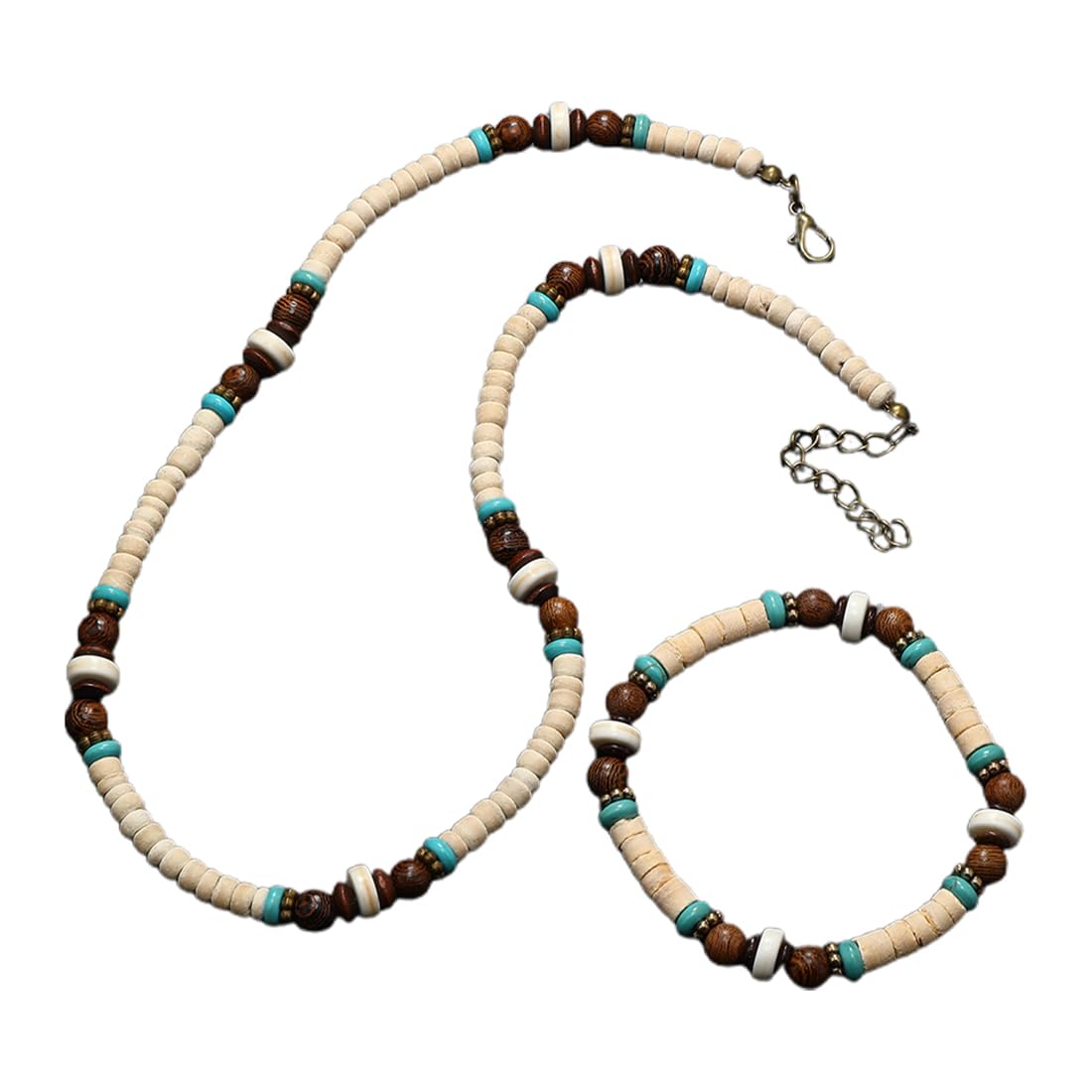 Oggettistica collane a girocollo Collana da surfista con perline di cocco Collana da surfista da uomo Bracciale con perline di legno Gioielli da spiaggia fatti a mano Impermeabili (set di 2)