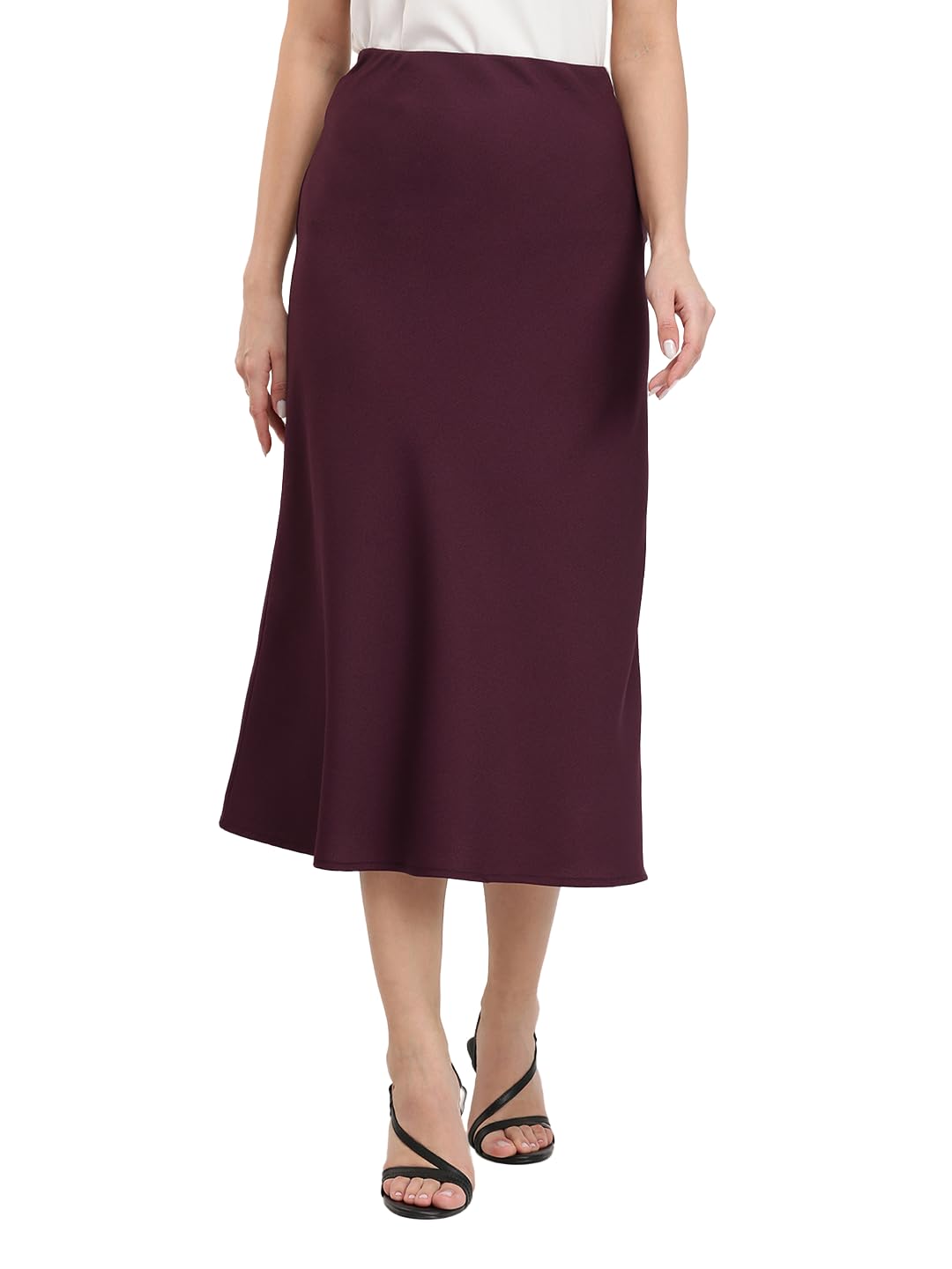 A-line Skirt - Wine-image-43