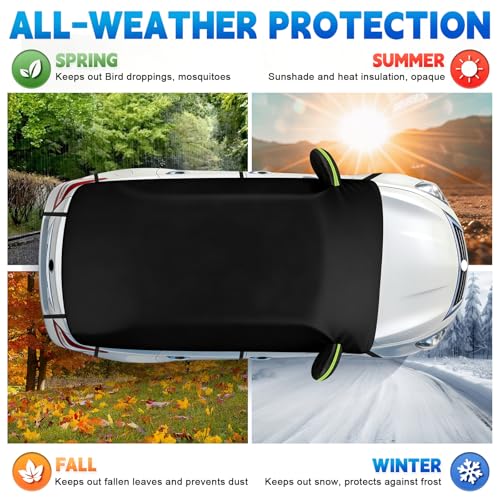 Image of Half Car Cover Compatible with Nissan Altima 2013-2026, All Weather Protection with Side Mirror Cover, Waterproof Top Roof Protector for Rain Hail Sunshine Protection