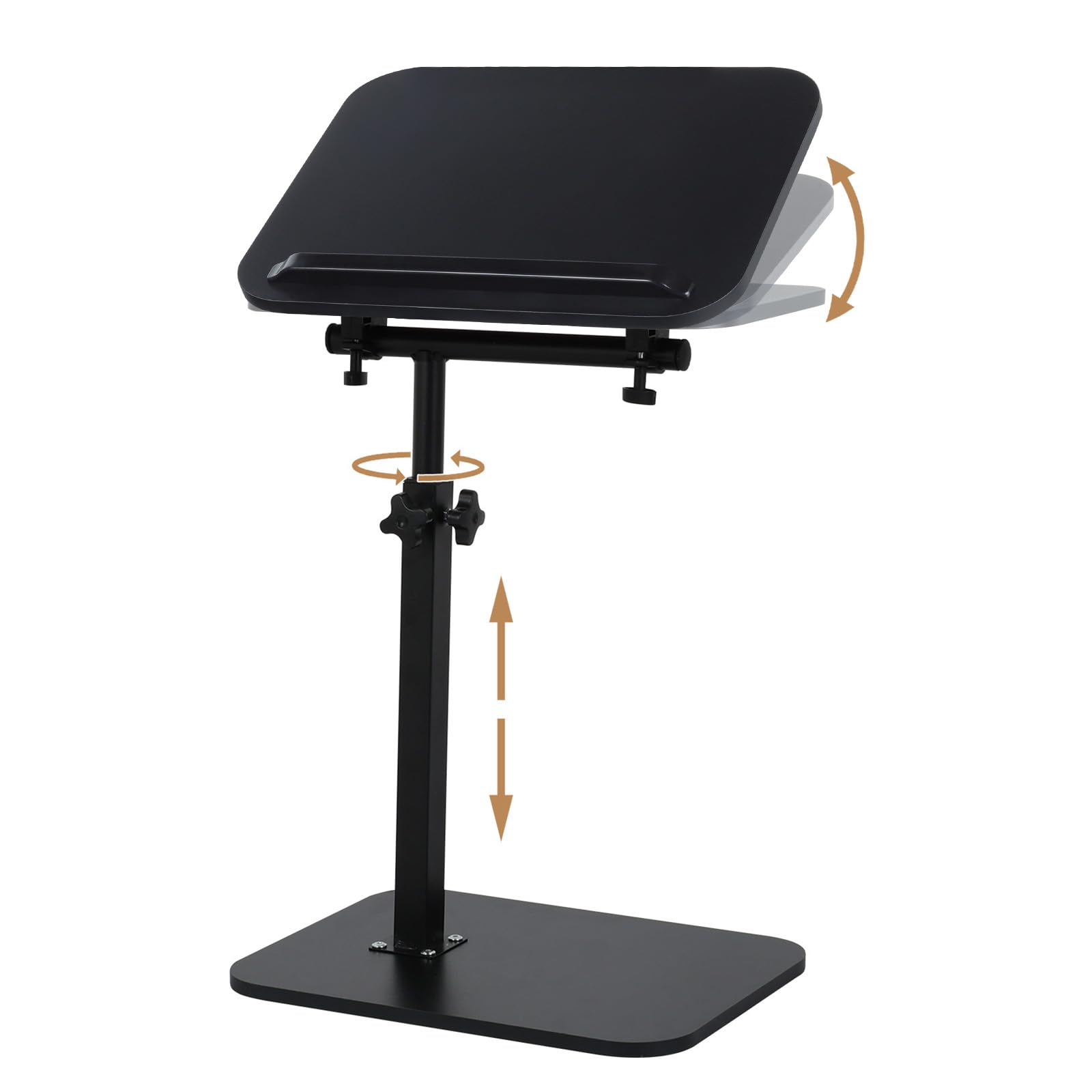 comfoyar C Shaped Side Table Adjustable Height, 360° Swivel 180° Flip Bedside Table with Slat for Sofa Bathtub, Laptop Stand TV Coffee Sofa Tray End Table for Snack Drinks Eating, Small Space, Black