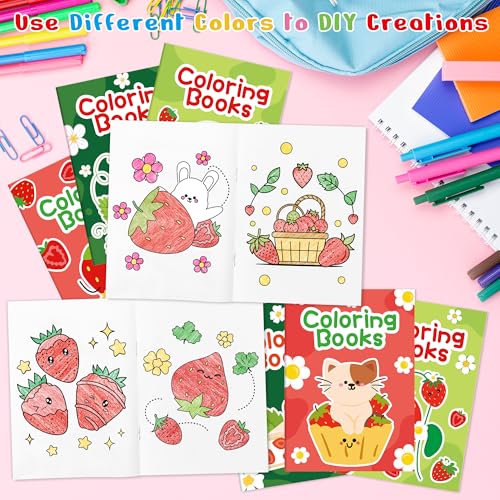 Image of Strawberry Coloring Books for Kids - 24Pcs Bulk Strawberry Mini Coloring Booklet Fruit Theme DIY Art Drawing Book for Toddlers Summer Holiday Party Goodie Bags Stuffers School Classroom Favors