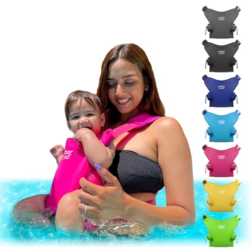 Image of WaterLand Baby Carrier - Innovative Carrier You Can Use Both in Water & Land - Waterproof Infant Chest Holder with Adjustable Straps, Lightweight Toddler Harness for Pool & Beach (Pink Flamingo)