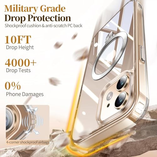 Image of ESTPEAK CD Mag-Stand Case for iPhone 12 /12 Pro Case with Invisible Magnetic Ring, [Compatible with MagSafe] [Never Yellowing] Top Clear Phone Case Cover for iPhone 12 /12 Pro 6.1 inch Men Women, Clear