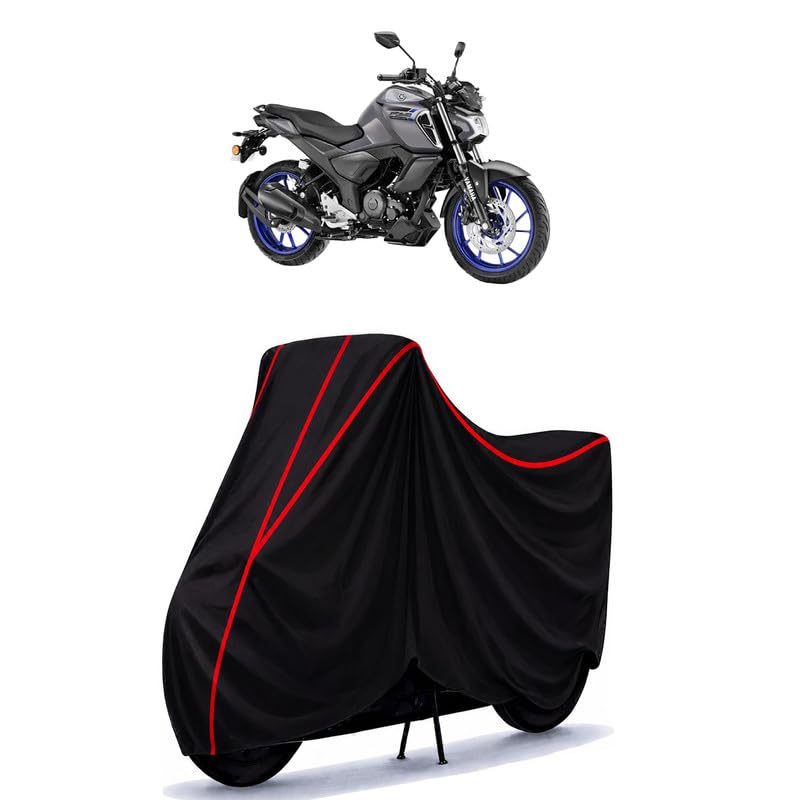 Image of FZS FI V4 Deluxe Water Resistant Bike Cover for All Motorcycles & Rain | Heavy Duty Taffeta Fabric | UV Protection, Dustproof, Scratchproof | All Weather Two Wheeler Body Cover with Elastic Bottom