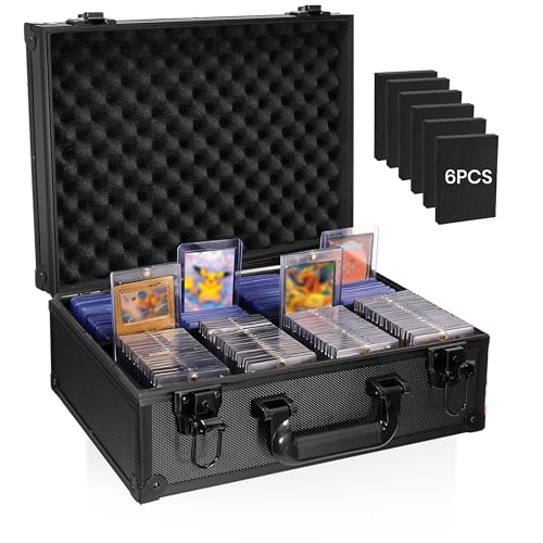 EcoVibe Trading Card Storage Box for 3 X 4 35PT Toploaders 600+ Toploader Storage Box with 6 Foam Stoppers Fits Toploader Magnetic Holders MTG Baseball Sports Top Loaders HolderBlack