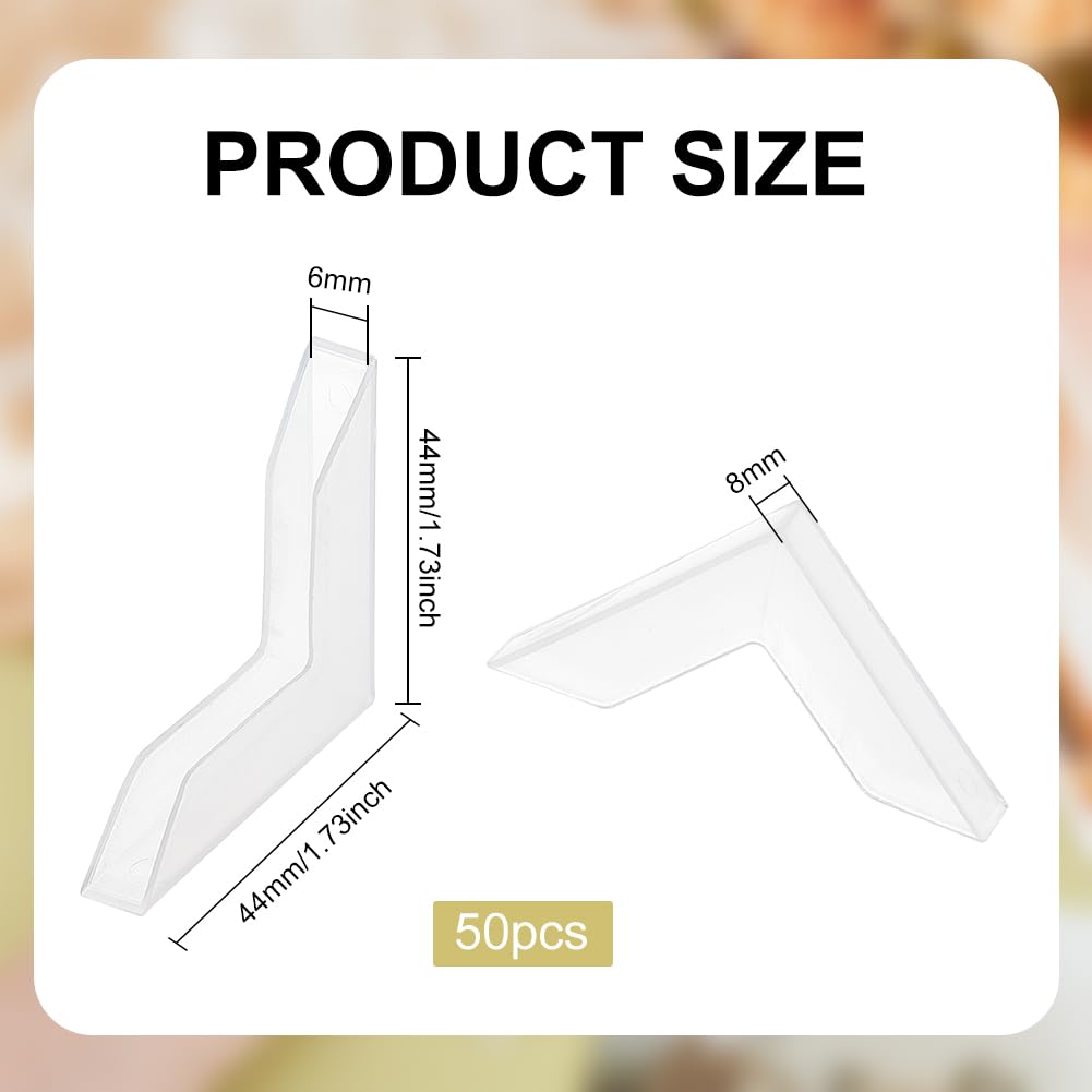 BENECREAT 50PCS L-Shaped Corner Protectors, 44x44mm Plastic Glass Safety Guard Bumpers for Tiles Stones and Phoalbum Corners, Slot: 6mm - Image 2