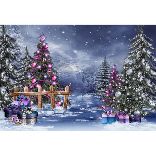 Fondale Fotografico In Vinile YongFoto 1,5x1m - Paesaggio Innevato Invernale Con Alberi E Fiocchi Di Neve Per Servizi Foto - 2