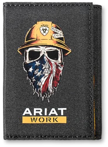 ARIAT Mens Work Trifold Wallet Born 4 This USA Black A3401701