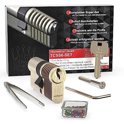 MULTIPICK Lockpicking Set - [6 pernos incl. Pinning Kit] Juego de Ganzuas - Novatos y Profesionales - Ganzua cerrajeria profesional - Ganzua de arrastre - Herramienta para abrir - Made in Germany