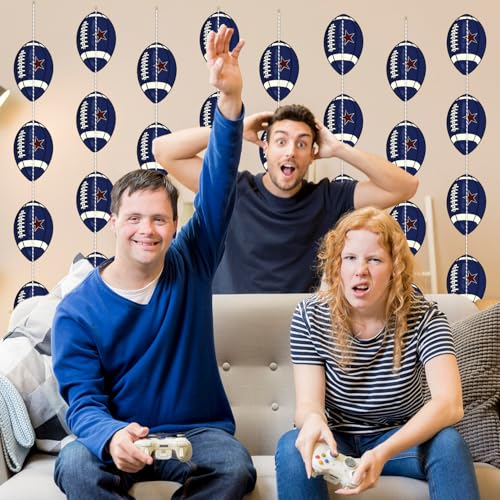 8PCS Dallas Soccer Party Banner, Blue Cowboys Football Party Supplies Sport Themed Party Decorations American Rugby Blue Paper Hanging Decorations Cowboys Football Theme Birthday Party Decor - Image 6