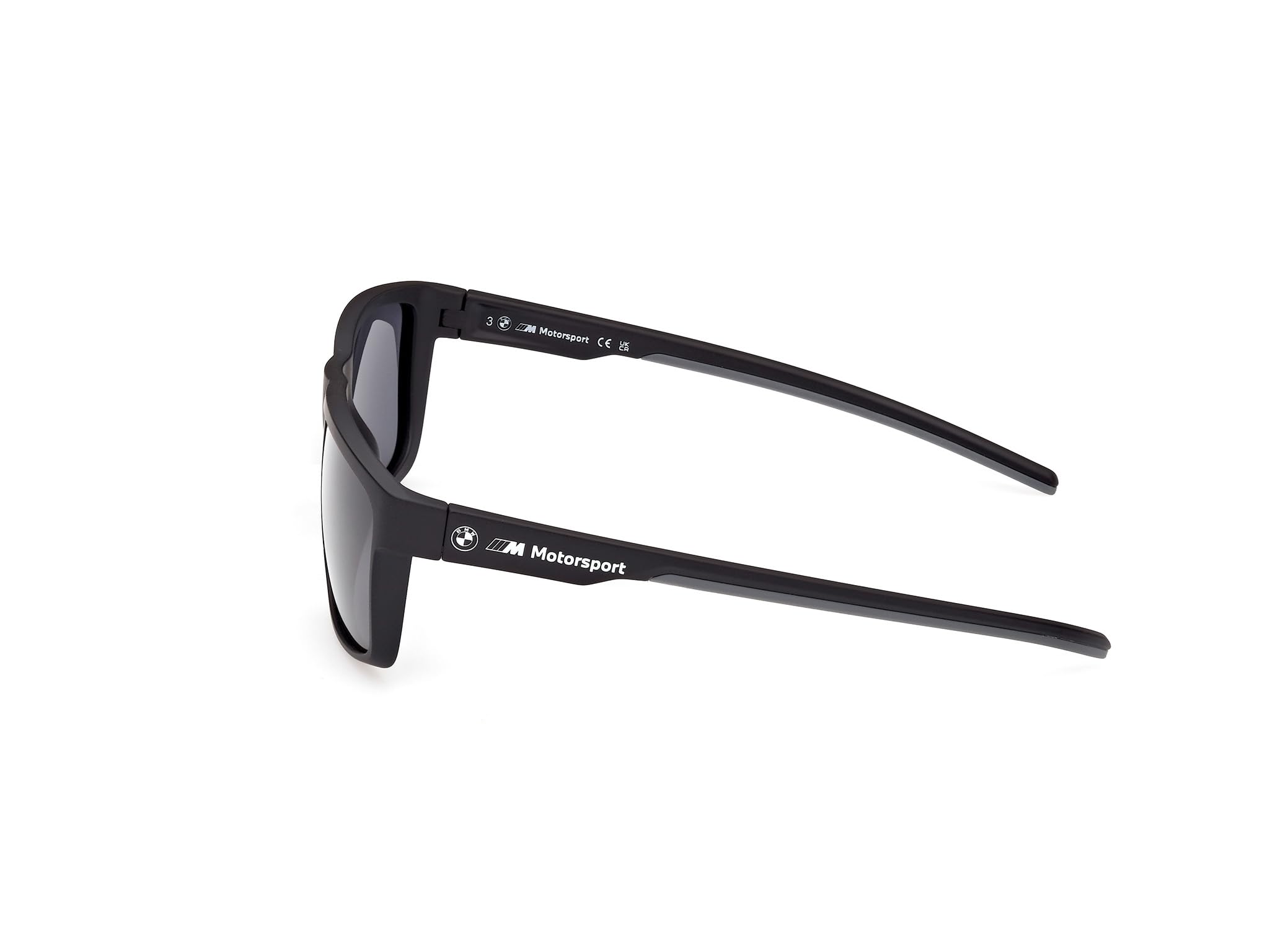 BMW MOTORSPORT Herren Bs0037 BMW M Motorsport BS0037 Herren-Sonnenbrille, leichte Freizeit-Sonnenbrille, rechteckige Linsenform, polarisierte Rauchgläser, mattschwarz (1er Pack)