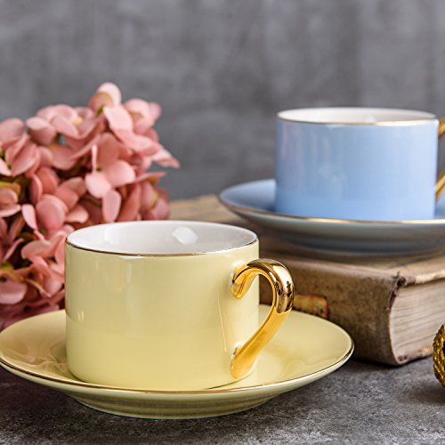 Artvigor 6 Juegos de Tazas de Café/Té de Porcelana Tazas de Cerámica, 200 ml, Juegos de Vajillas de Agua/Leche para… - Imagen 8