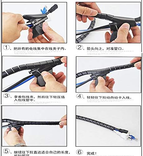 5M Wire Storage Tube Clips Cable Sleeve Organizer Pipe Wrap Cord Protector Flexible Spiral Management Device - (Color: White, Inside Diameter: 40MMX5M)