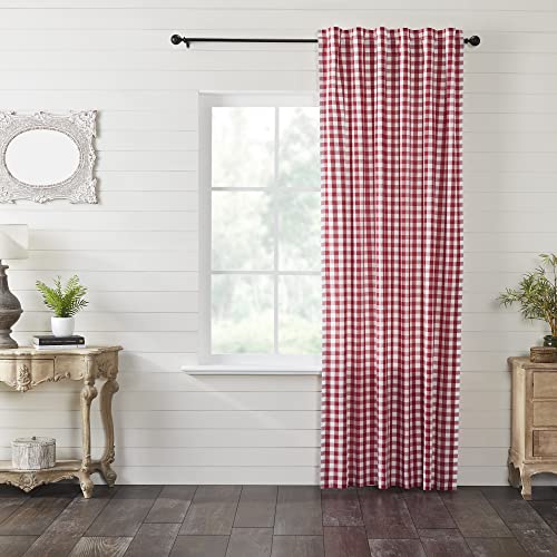 VHC-Brands-Annie-Buffalo-Farmhouse-Curtain-Panel-Check-Red-96x50 VHC Brands Annie Buffalo Farmhouse Curtain Panel Check Red 96×50