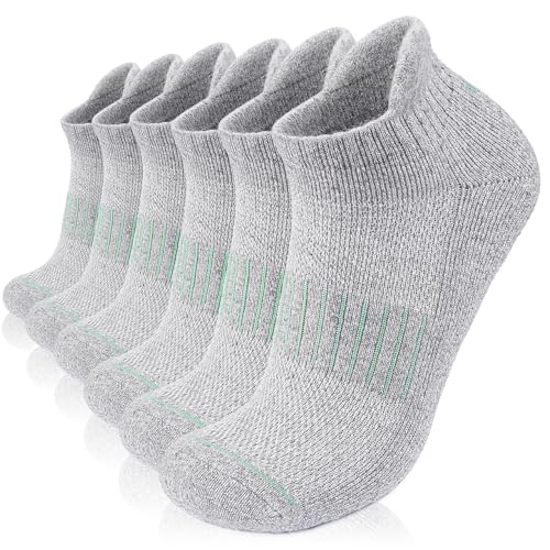 Lapulas Merino Wool Ankle Hiking Running Socks for Men Women Breathable Compression Thick Athletic No Show Socks 6 Pairs