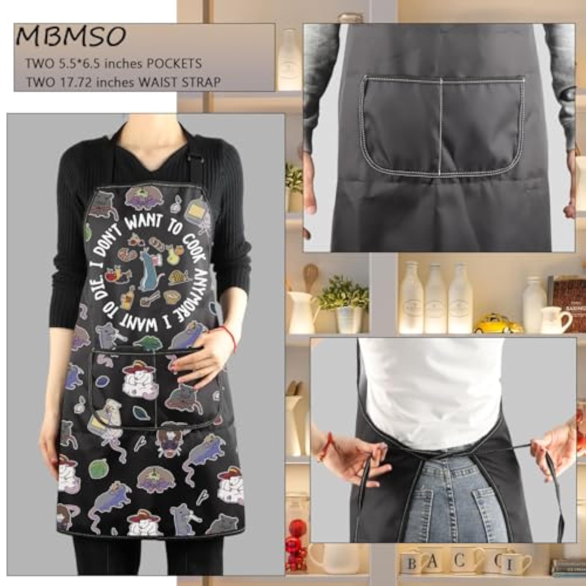 Rat Kitchen Apron with Pockets, Fun Cooking Apron