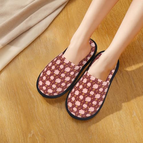 Cute Pig With Coins Print House Slippers For Women And Men,Soft Slippers With Memory Foam,Non-Slip Indoor Home Shoes4