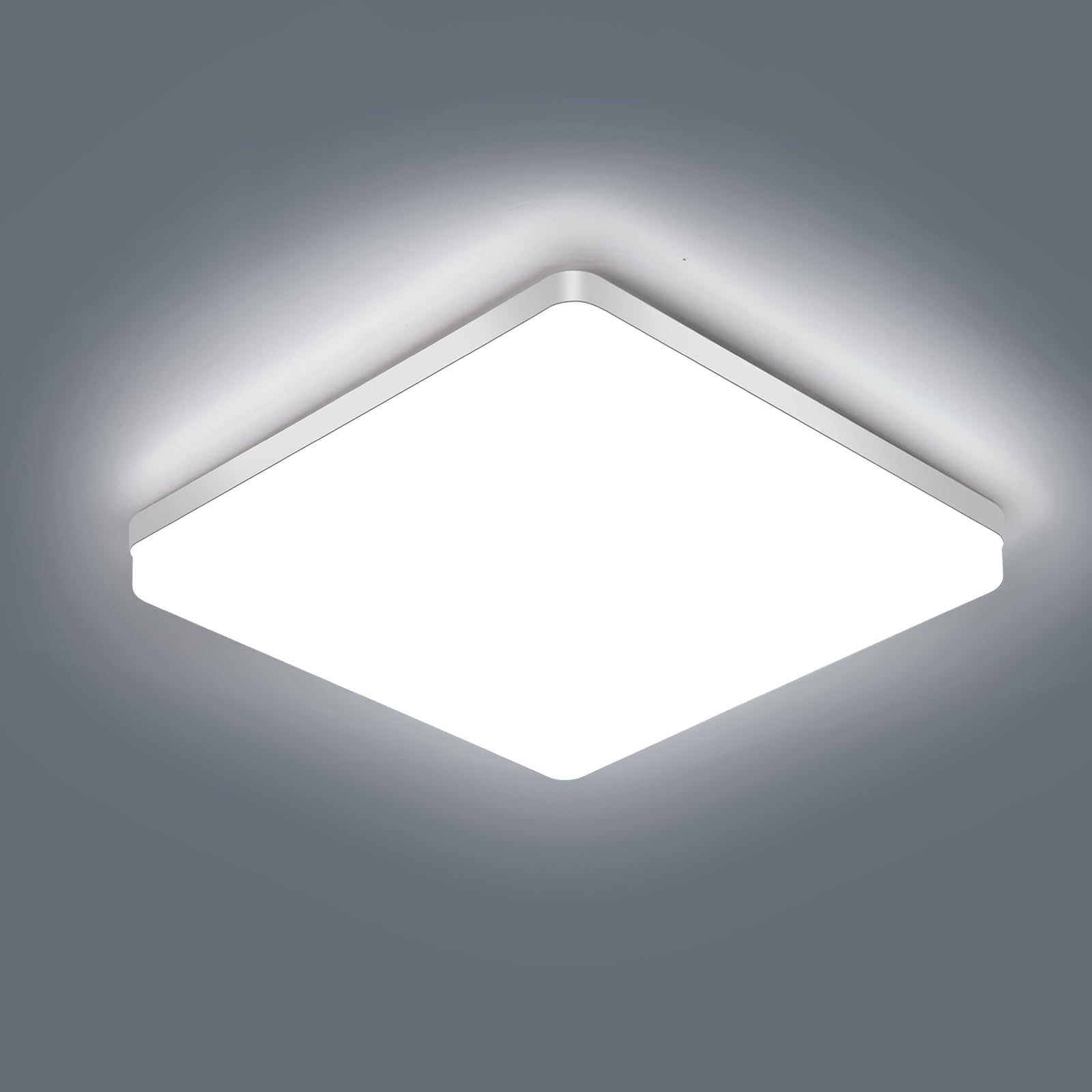Comely Lamparas de Techo 48W 5000LM, Cuadrada Plafón LED Blanco Frío 6500K, Protección Contra Insectos y Polvo Luz LED Moderna para Dormitorio Infantil Baño Cocina Sala de Estar, Blanca Fría, 30CM