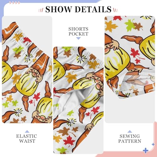 Gnome Maple Leaves Boys Long Pants Soft Trousers Elastic Waist Kids Lounge Bottoms with Pockets S-XL4