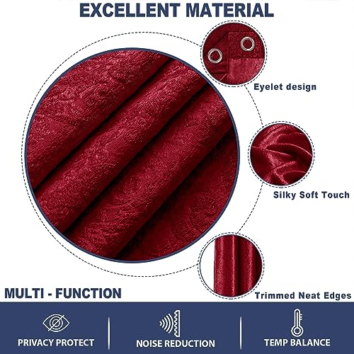 OpulentDreams Embossed Woven Thermal Curtains, Room Darkening Ring-Top Curtains for Bedroom & Living Room, Includes Tie Backs - Image 3