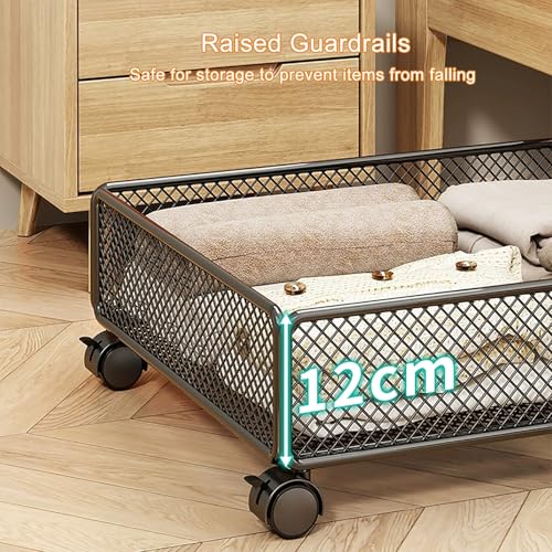 Contenitore sotto il letto con ruote, organizer per scarpe con cassetto in metallo, contenitore con rete traspirante per letto, divano e scrivania