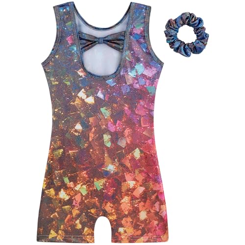 HOZIY Gymnastics Leotards for Girls with Shorts Biketards Dance Tumbling Outfits Matching Scrunchies 1-12 Years Old