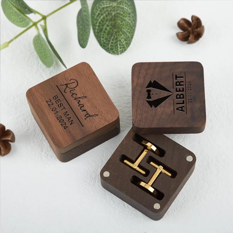 Mancuernillas Personalizadas para Hombre con Caja de Madera miniatura 4