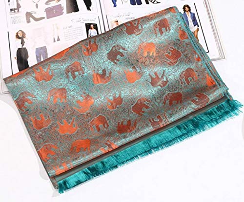 Thai Green Gold Silk 100% Made From Thailand Elephant Soft Scarf Shawl Wrap Women Handmade Gift Souvenir Length 72 Inches3