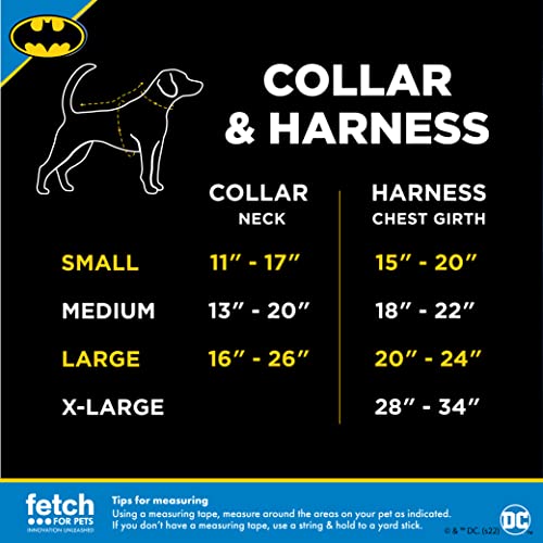 DC Comics for Pets Batman Dog Harness, Large | Soft and Comfortable No Pull Harness for Dogs, Dog Batman Costume | Cute Dog Harness, Dog Halloween Costume, Batman Harness, Puppy Harness, Pet Harness