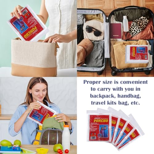 40Pcs Disposable Rain Ponchos for Adults, Ponchos Family Pack Emergency Disposable Rain Poncho Bulk, Clear Disposabl Raincoat with Hood for Traveling Camping Hiking (53In Long)3