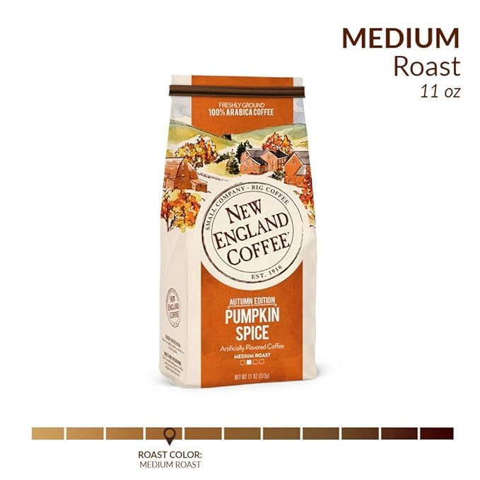 Miniatura 2 de New England Coffee Pumpkin Spice Café molido tostado medio, bolsa de 11 onzas (paquete de 3)