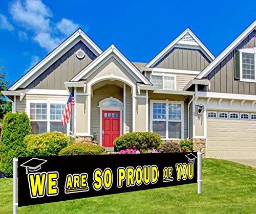 Large We Are So Proud of You Congrats Grad Banner, Class of 2022 Graduation Party Supplies Decorations, Commencements (9.8 x 1.6 feet)