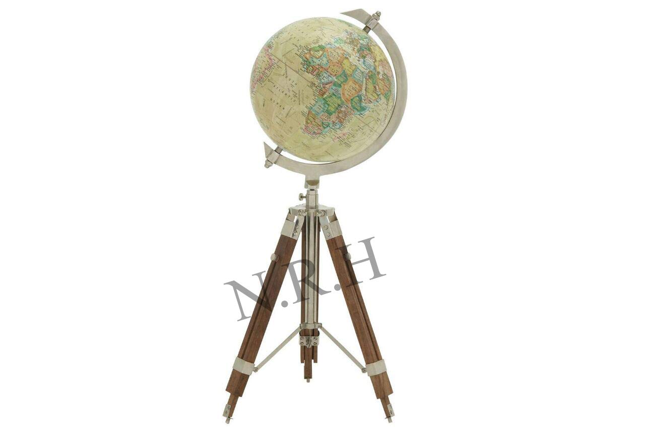 Nautical Vintage Tripod Rotated World Globe Whit Tabletop Office & Home Decor