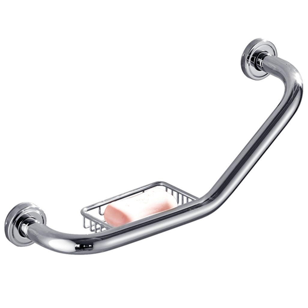 Grab Bar 304 Stainless Steel Grab Rails Polished Chrome Finished Wall Mounted Handrails Disability Aid Hold for Toilet Shower Bathroom with Soap Basket